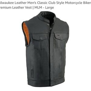Black Leather Motorcycle Vest with Classic Design